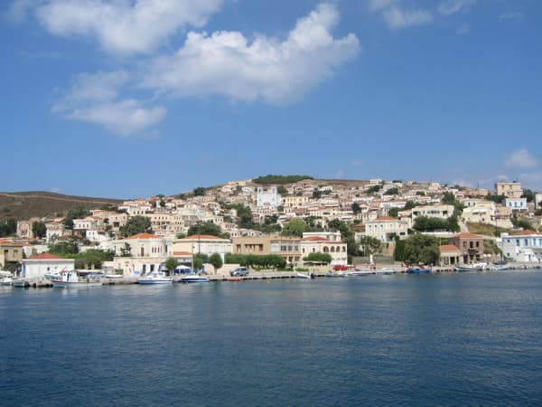 The main village of Oinousses seen across the harbour